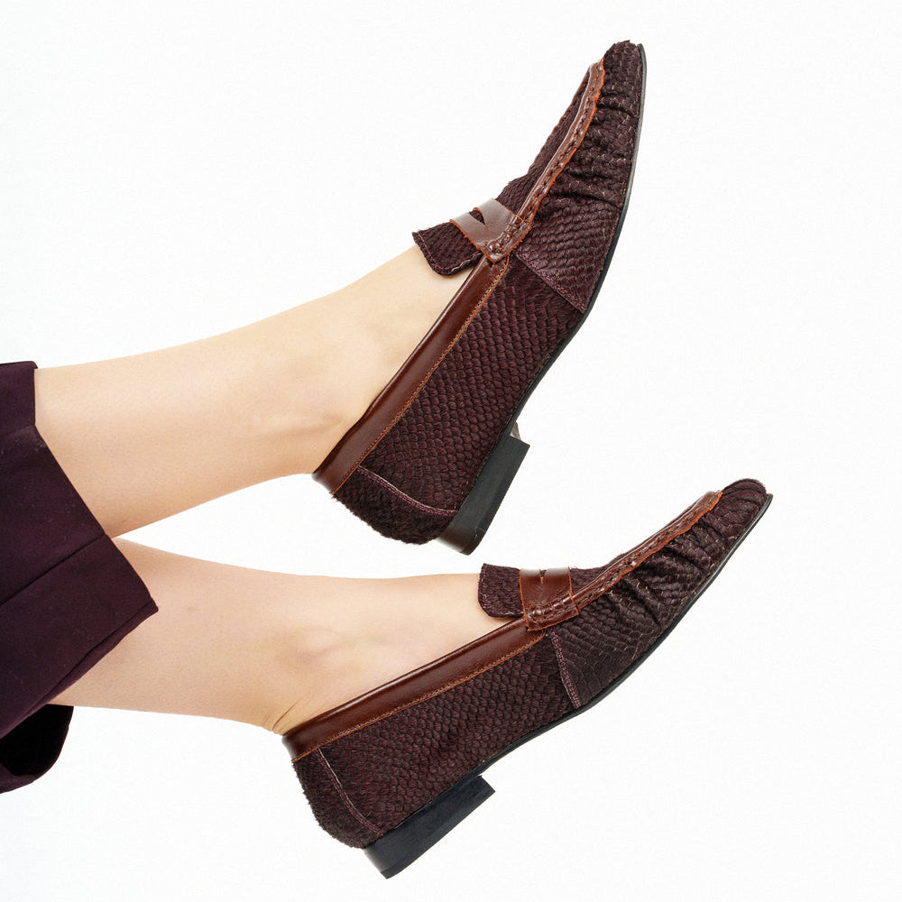 MOCASIN LEDA PELO BURGUNDY