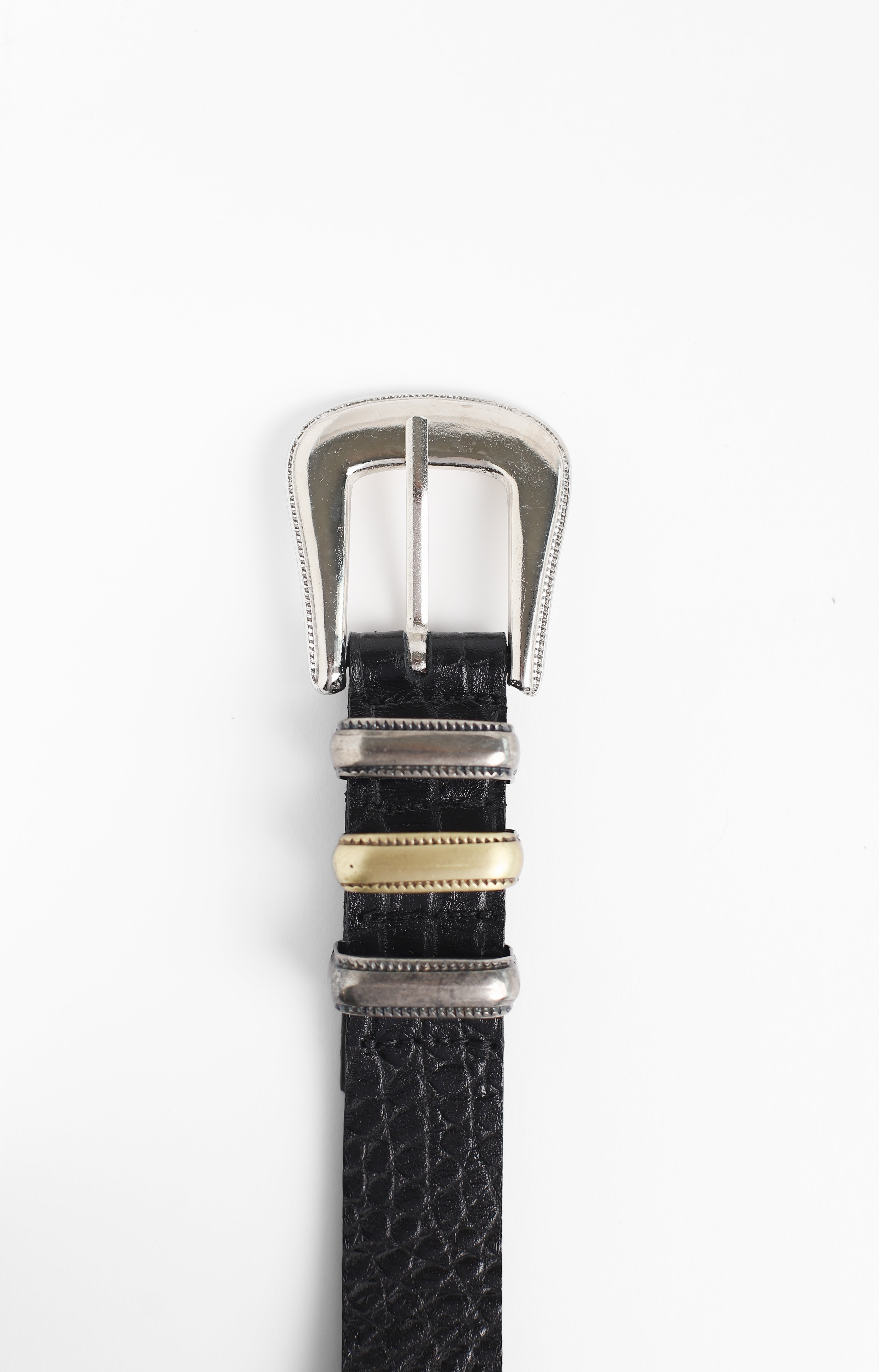 CINTURON CROCO TRIPLE NEGRO