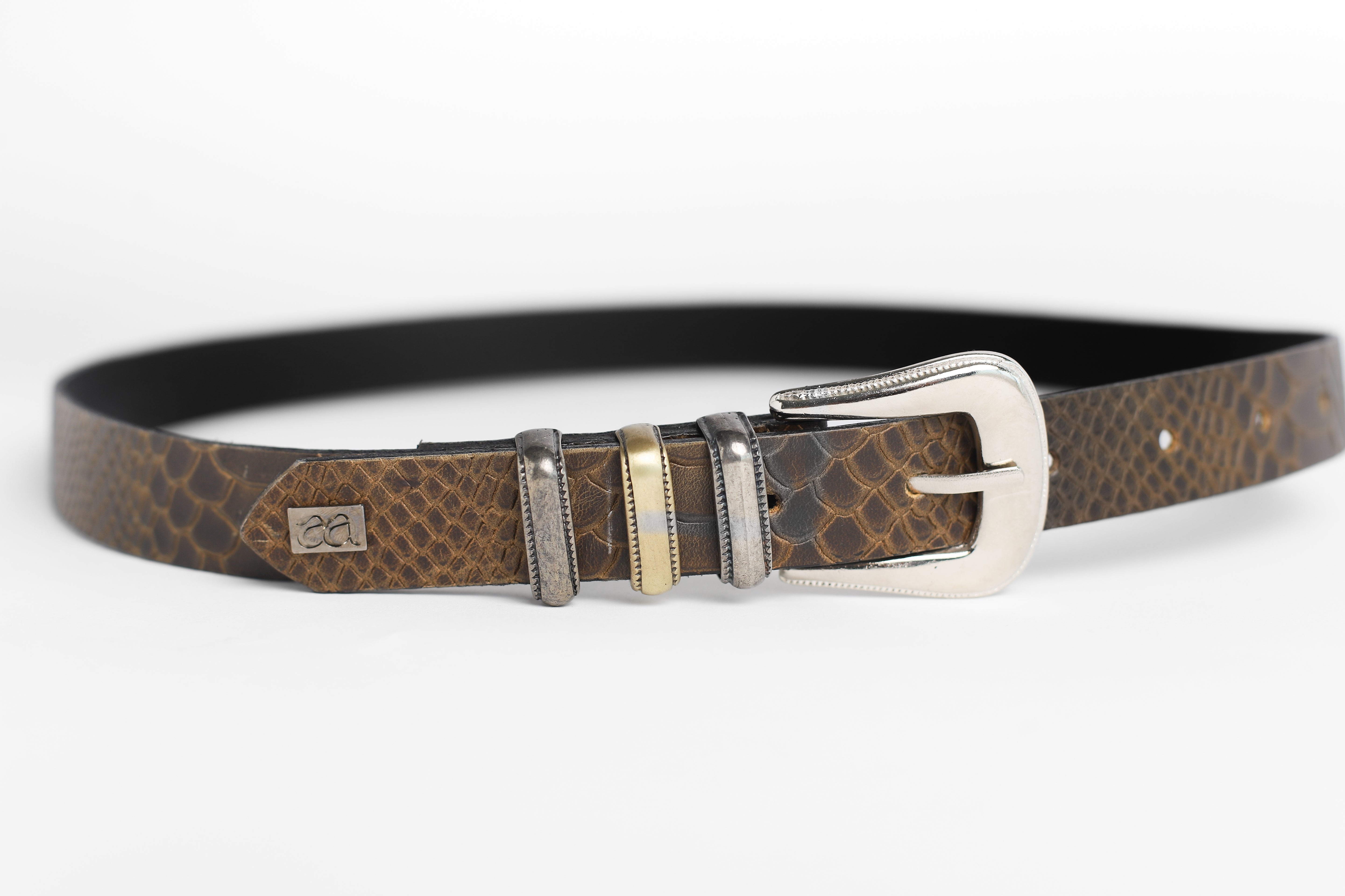CINTURON CROCO TRIPLE VERDE