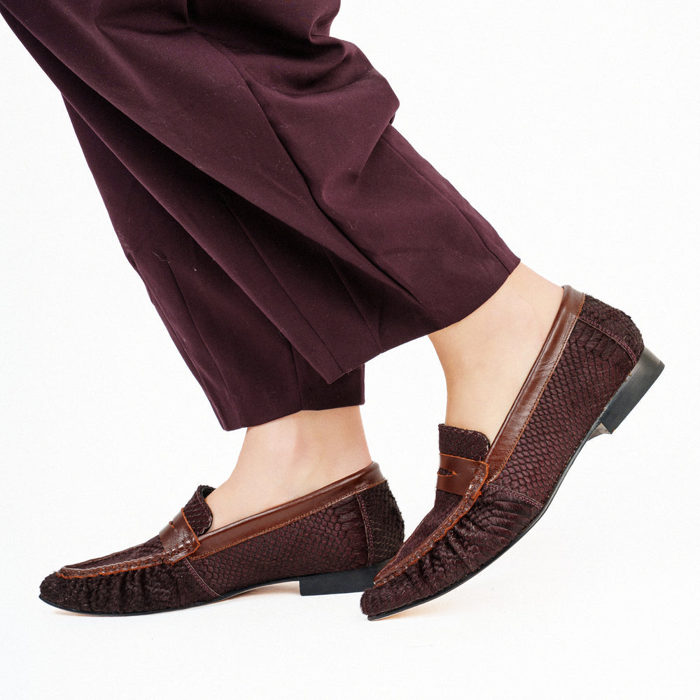 MOCASIN LEDA PELO BURGUNDY