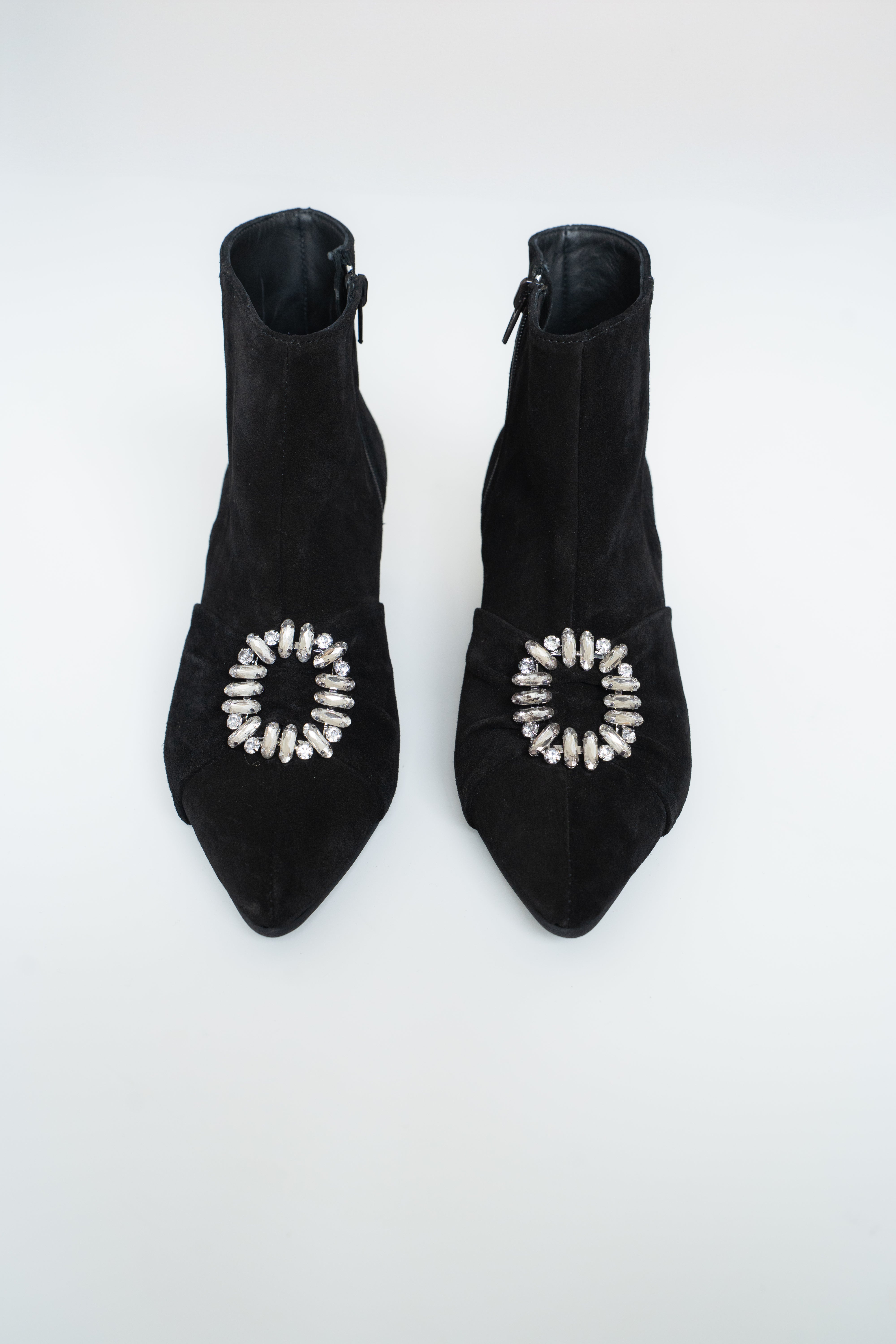Botín De Cuero - Vars Negro - Alba Y Adela